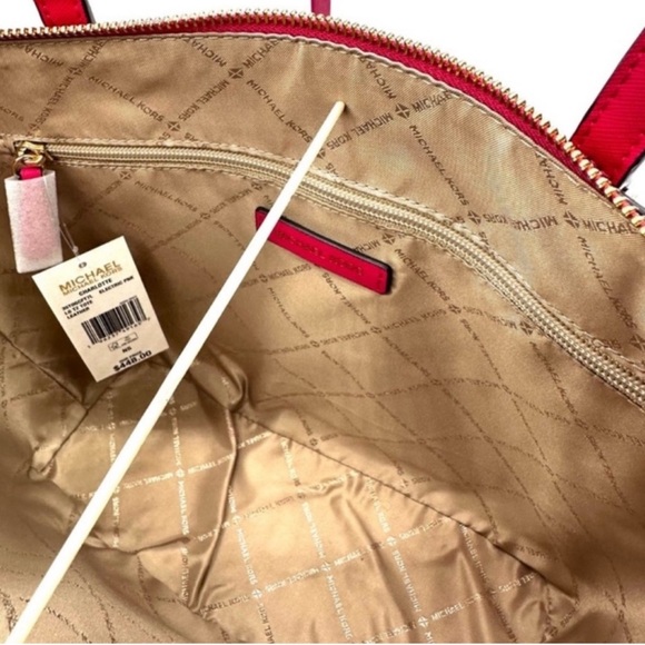 Michael Kors Large Charlotte Tote Bag & MD Bifold Zip Chain Wallet Electric Pink - Picture 10 of 14